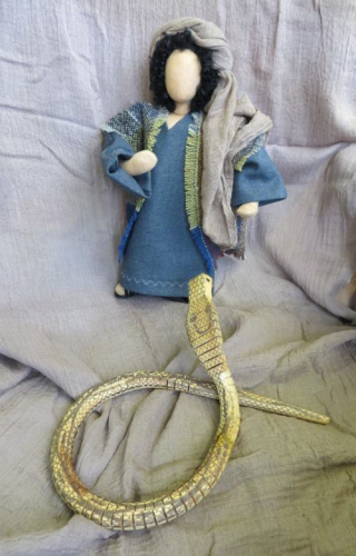 Erzählfigur Versuchung, Jesus mit Schlange
