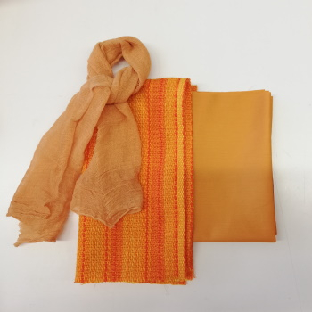 Stoffkombination Orangetöne - Kleid und Mantel zum Selbernähen