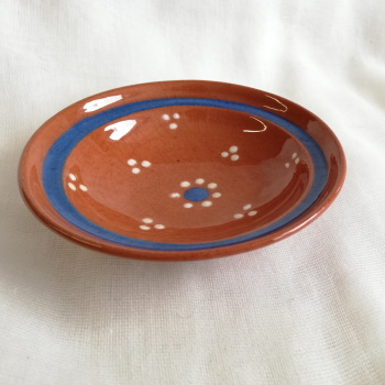 Preview: Teigschüssel mit blau-weiß-brauner Lasur - handgetöpfert in Deutschland