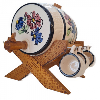 Preview: Bierfass mit Gläsern - Miniatur