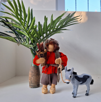 Junge 20cm mit Esel und Palme - Einzelstück