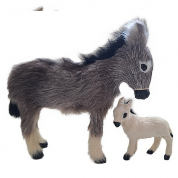 Esel Neugeborenes - 8cm hoch - Echtfell - zu 10-12cm Krippenfiguren