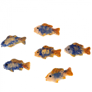 6 handgemachte und handbemalte Fische aus Salzteig - Einzelstück