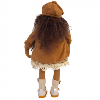 Preview: Kleid mit Mantel, Kappe, Strümpfe und weiße Ballerinas - für Frau 28cm