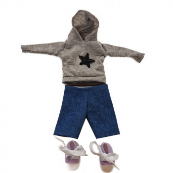 Kinderkleidung modern - Jeans & Pulli & Turnschuhe - 20cm