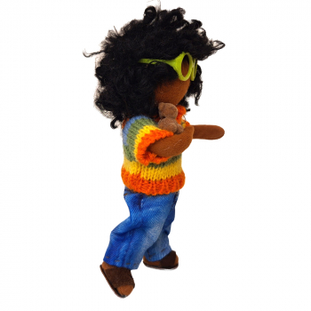 Preview: Cooler Junge 12cm im bunten Pulli mit Brille