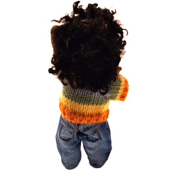 Preview: Cooler Junge 12cm im bunten Pulli mit Brille