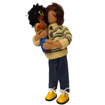 Kleinkinderbekleidung - Strickpulli, Hose/Rock, Brille, Teddybär