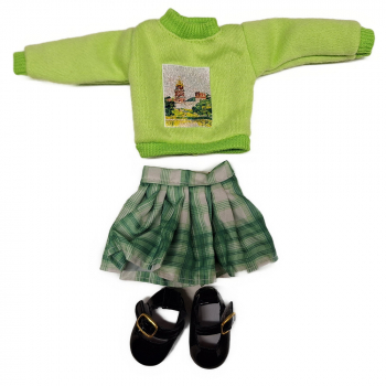 Pullover & Rock & Schuhe - Mädchen modern 20cm - Einzelstück