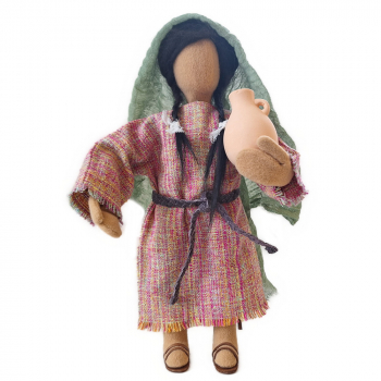 Jugendliches Mädchen im zarten Kleid mit Tontopf - 25cm