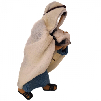 Preview: Blaues Frauenkleid mit Doppelschleier - ideal für Maria