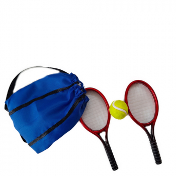 Tennisschläger mit Ball und Tragetasche