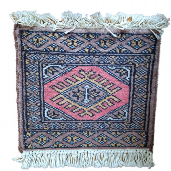 Knüpfteppich 30 x 30 cm - braun-rosé