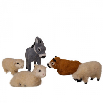 Ochse, Esel, Schafe, (Kamel) - Tierset - für Krippenfiguren 10-15cm