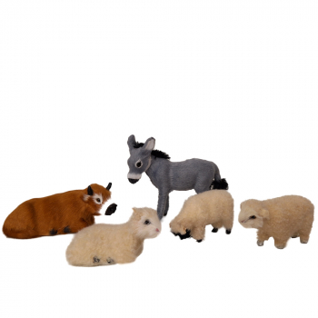 Ochse, Esel, Schafe, (Kamel) - Tierset - für Krippenfiguren 10-15cm