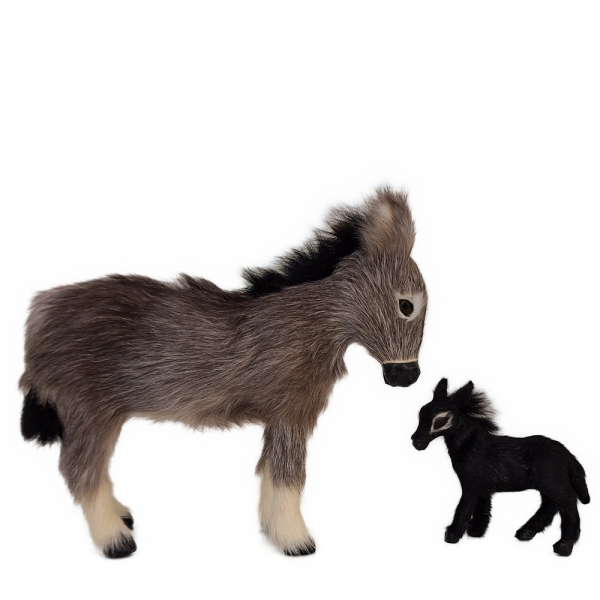 Esel Neugeborenes - 8cm hoch - Echtfell - zu 10-12cm Krippenfiguren