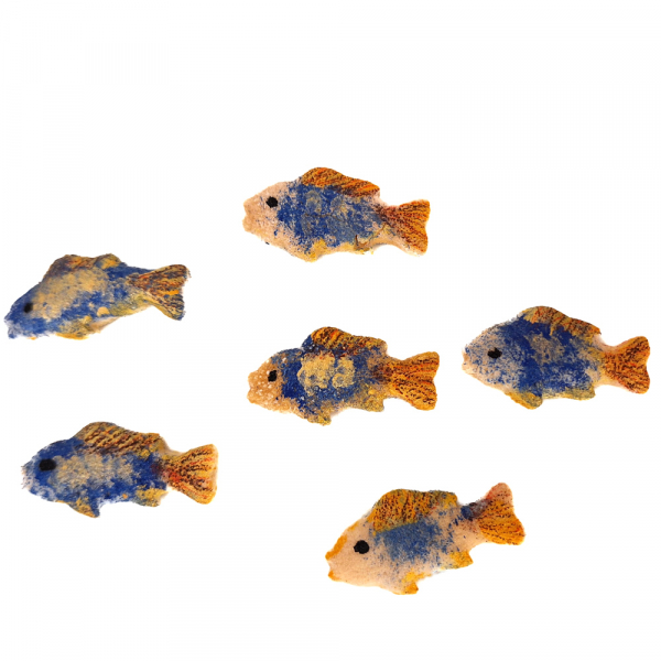 6 handgemachte und handbemalte Fische aus Salzteig - Einzelstück