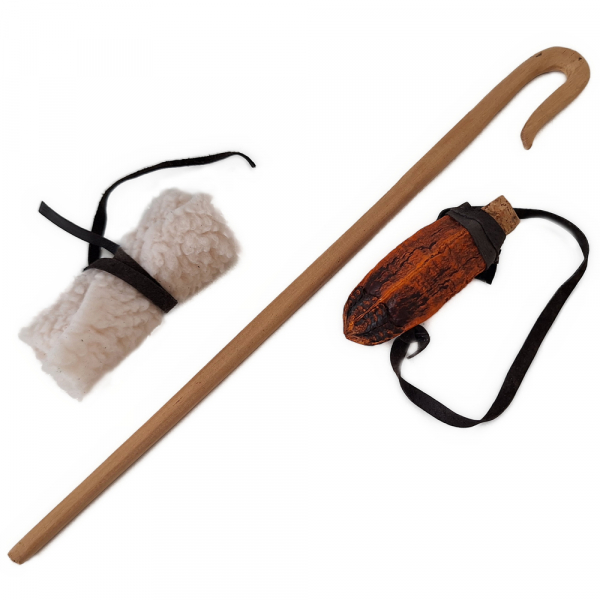 Hirtenstab, Zubehör für Erzählfigur kaufen, Zubehör für Egli-Figur kaufen, Krippenzubehör, Zubehör für Weihnachtskrippe, handgeschnitzter Stab mini, Miniaturstab, Holzstab mini