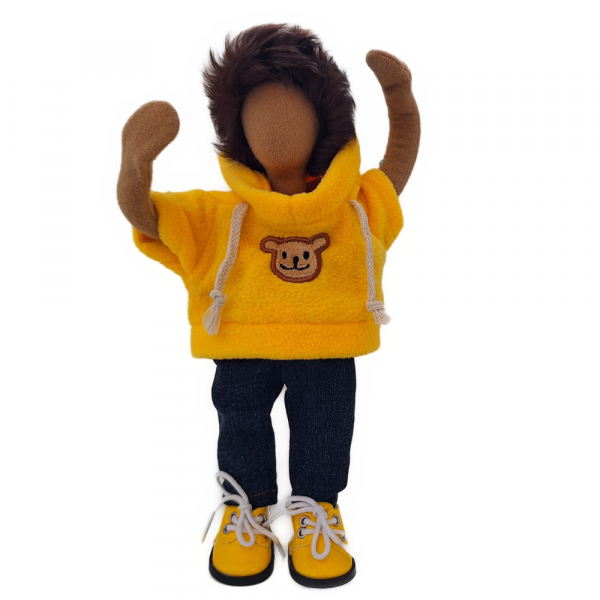 Gelber Pulli & Jeans & gelbe Schuhe - für Jugendliche(n) 25cm