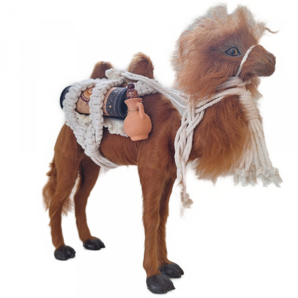 Kamel 27cm hoch, 30cm lang - mit Knüpfgurt und Beladung