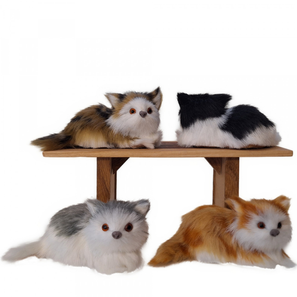 Kleine Katze aus Echtfell, Katze Miniatur für Bauernhof Weihnachtskrippe Echtfell, Tierfellminiatur Katze