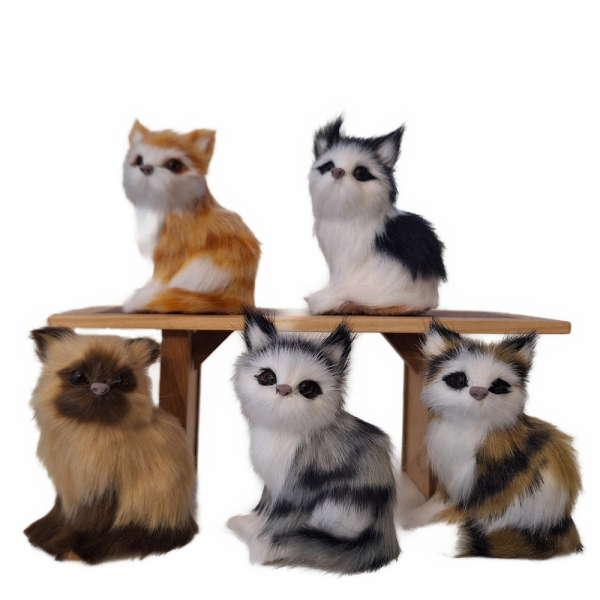 Kleine Katze aus Echtfell, Katze Miniatur für Bauernhof Weihnachtskrippe Echtfell, Tierfellminiatur Katze