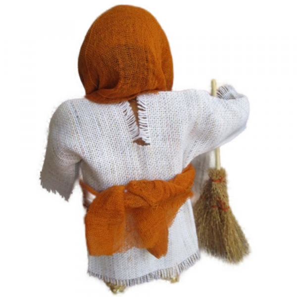 Mädchen 20cm mit Bastschuhen und Besen