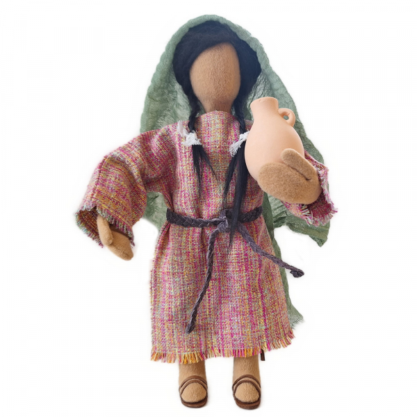 Jugendliches Mädchen im zarten Kleid mit Tontopf - 25cm