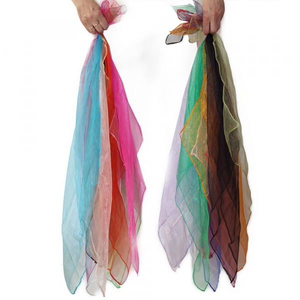 10 durchscheinende Tücher aus Polyester - 60x60cm - zum Spielen und Basteln